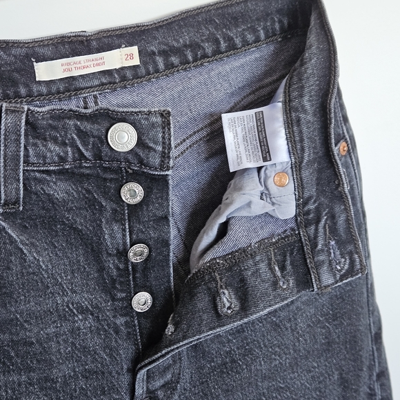 Levi’s Ribcage Straight Ankle Jean Feelin Cagey Black Size 27/28 - Picture 8 of 12